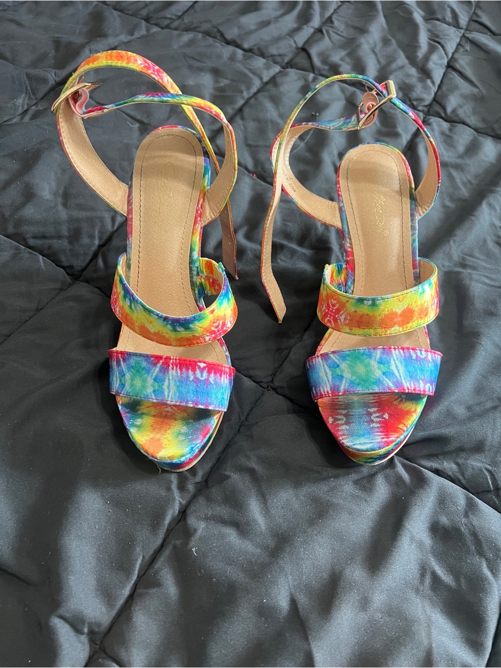 Tie-Dye Wedge Sandals - Colorful Platform Heels - Picture 3 of 3